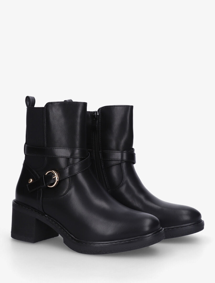 Bottines élastiquées à talon - Noir - 4