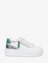 Sneakers unis à zip et bandes pailletées - Vert - 5
