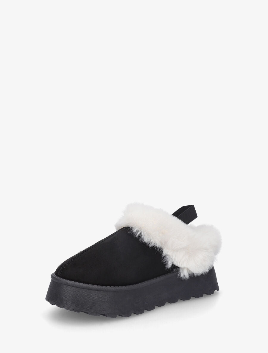 Low boots fourrées à tour de cheville élastiquée - Noir - 3