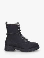 Bottines montantes unies à lacets - Noir - 5