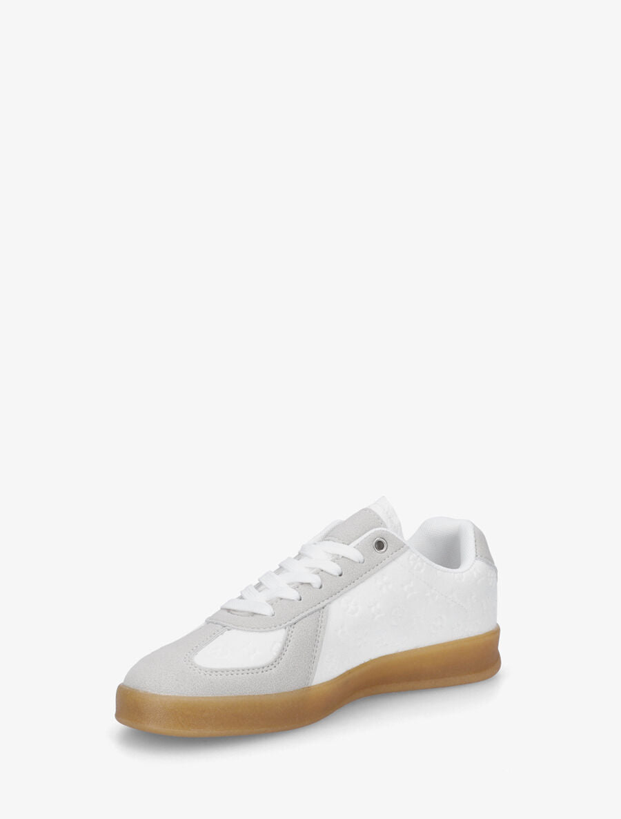 Sneakers effet nubuck à motif géométrique - Blanc - 3