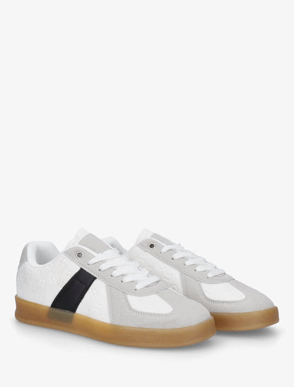 Sneakers effet nubuck à motif géométrique - Blanc - 4