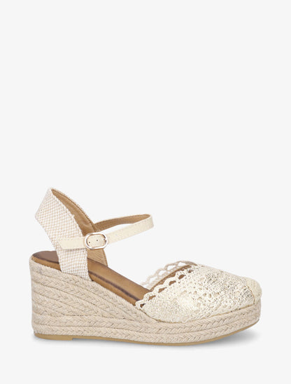 Sandales compensées style espadrilles - Or - 1