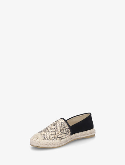 Espadrilles plates en suédine et effet osier - Noir - 3
