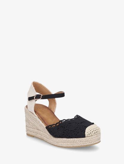 Sandales compensées style espadrilles - Noir - 2