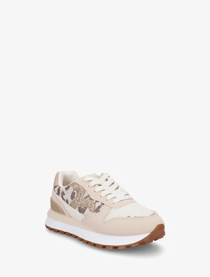 Sneakers en simili à détail irisé - Taupe - 2