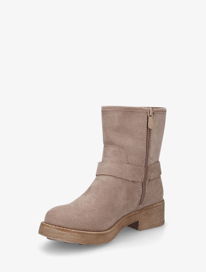 Bottines en suédine avec boucles décoratives - Taupe - 3
