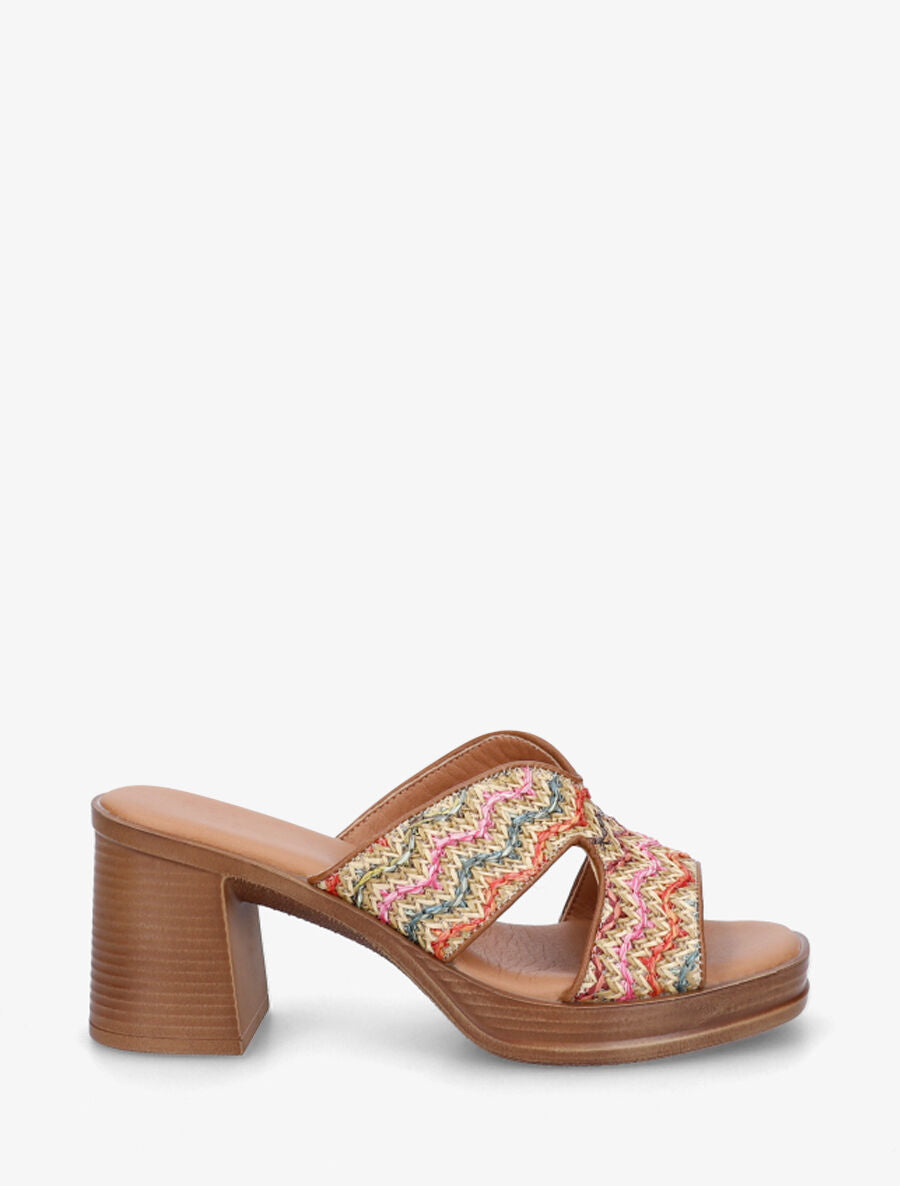 Mules à talon effet tressé - Multi - 1