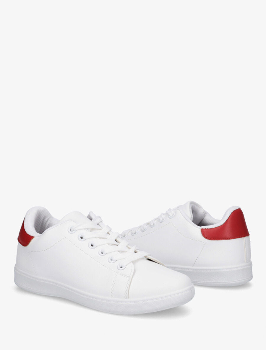 Sneakers plates à contrefort contrastant - Rouge - 4