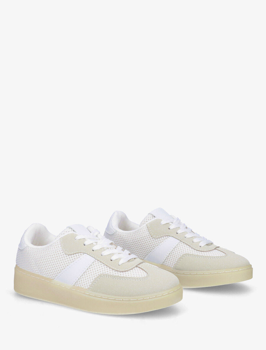 Sneakers en toile à semelle plate - Blanc - 4