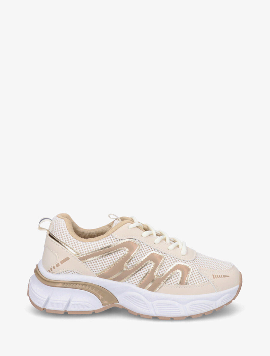 Baskets en simili et mesh - Beige - 5
