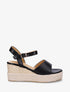 Sandales compensées en simili style espadrille - Noir - 5