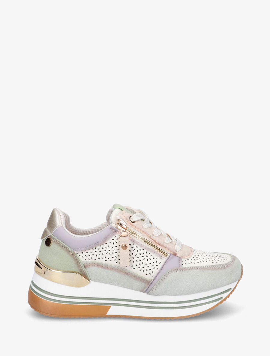 Sneakers ajourés à zip décoratif - Lilas - 1