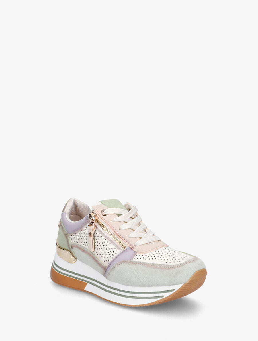 Sneakers ajourés à zip décoratif - Lilas - 2