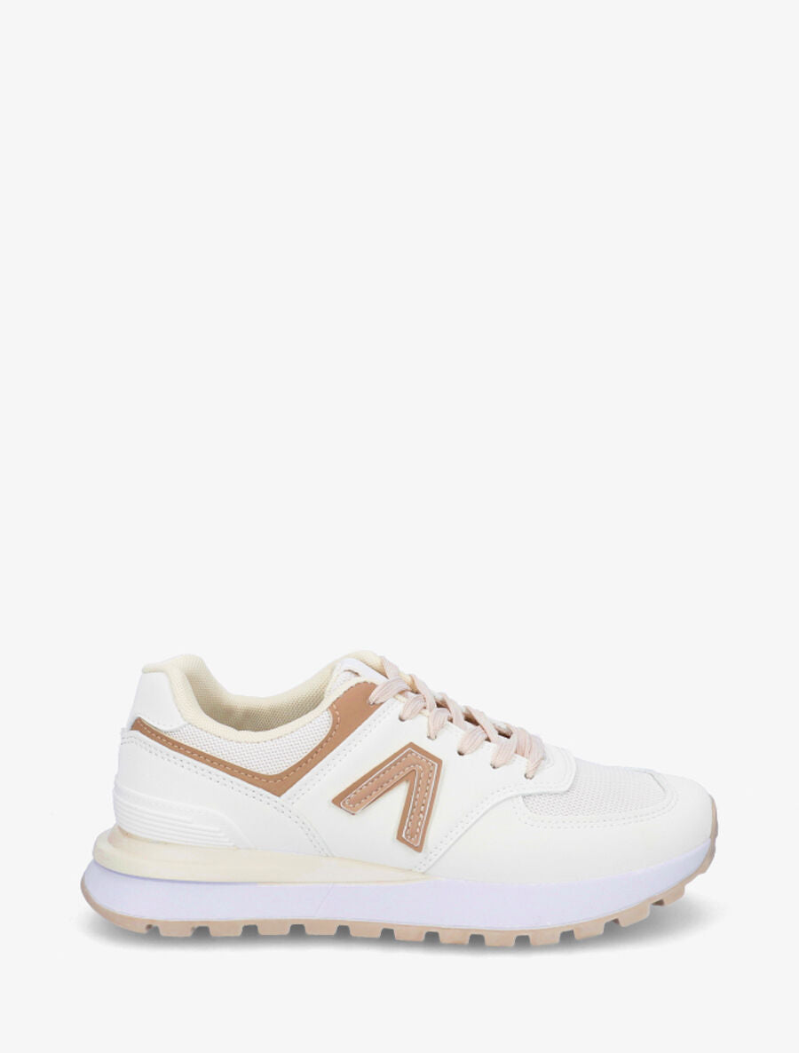 Sneakers classiques en simili - Beige - 5
