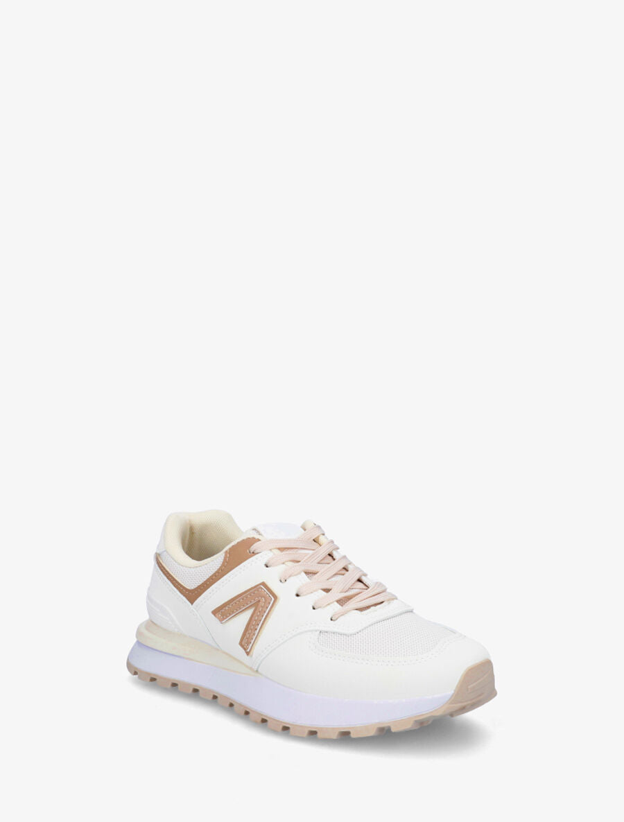 Sneakers classiques en simili - Beige - 2