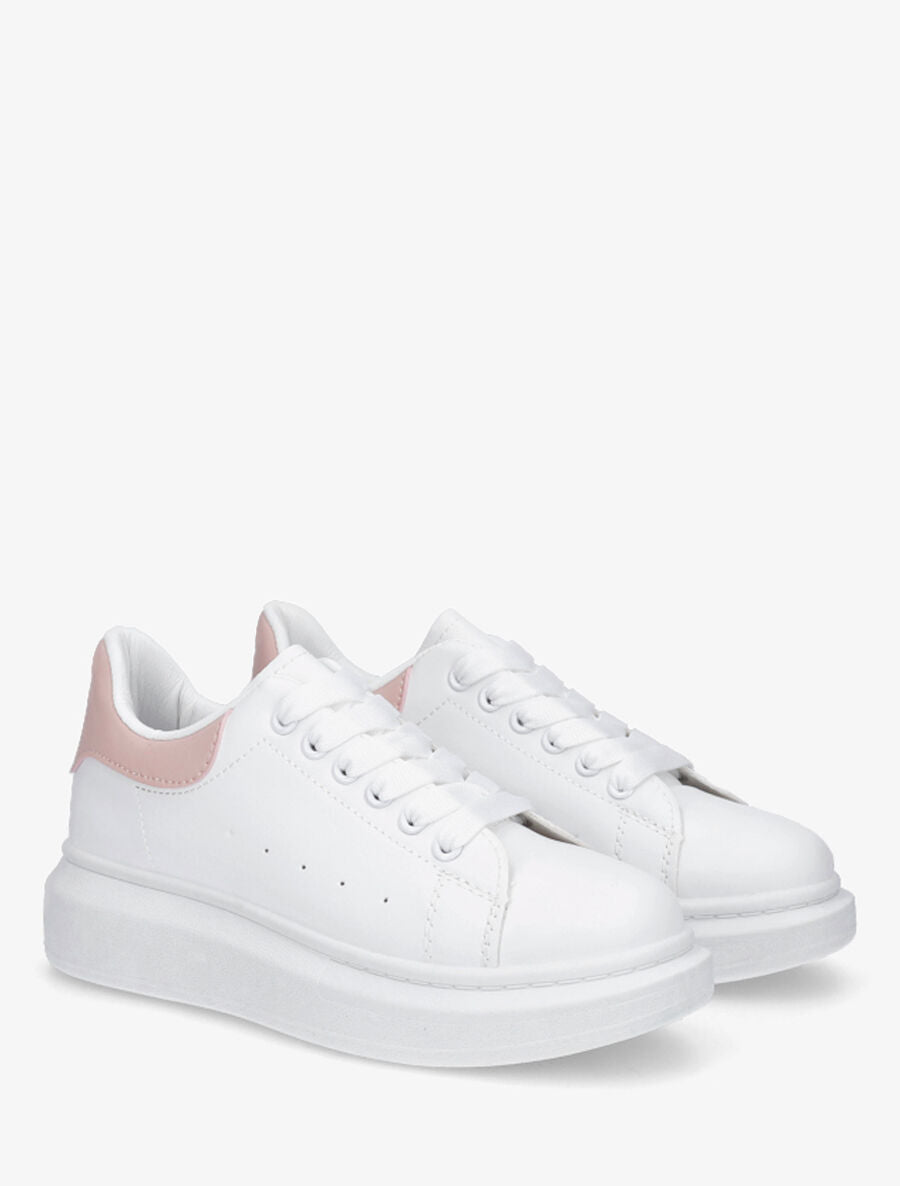 Sneakers classiques à contrefort contrastant - Blanc/rose - 4