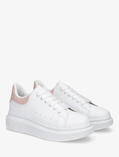 Sneakers classiques à contrefort contrastant - Blanc/rose - 4