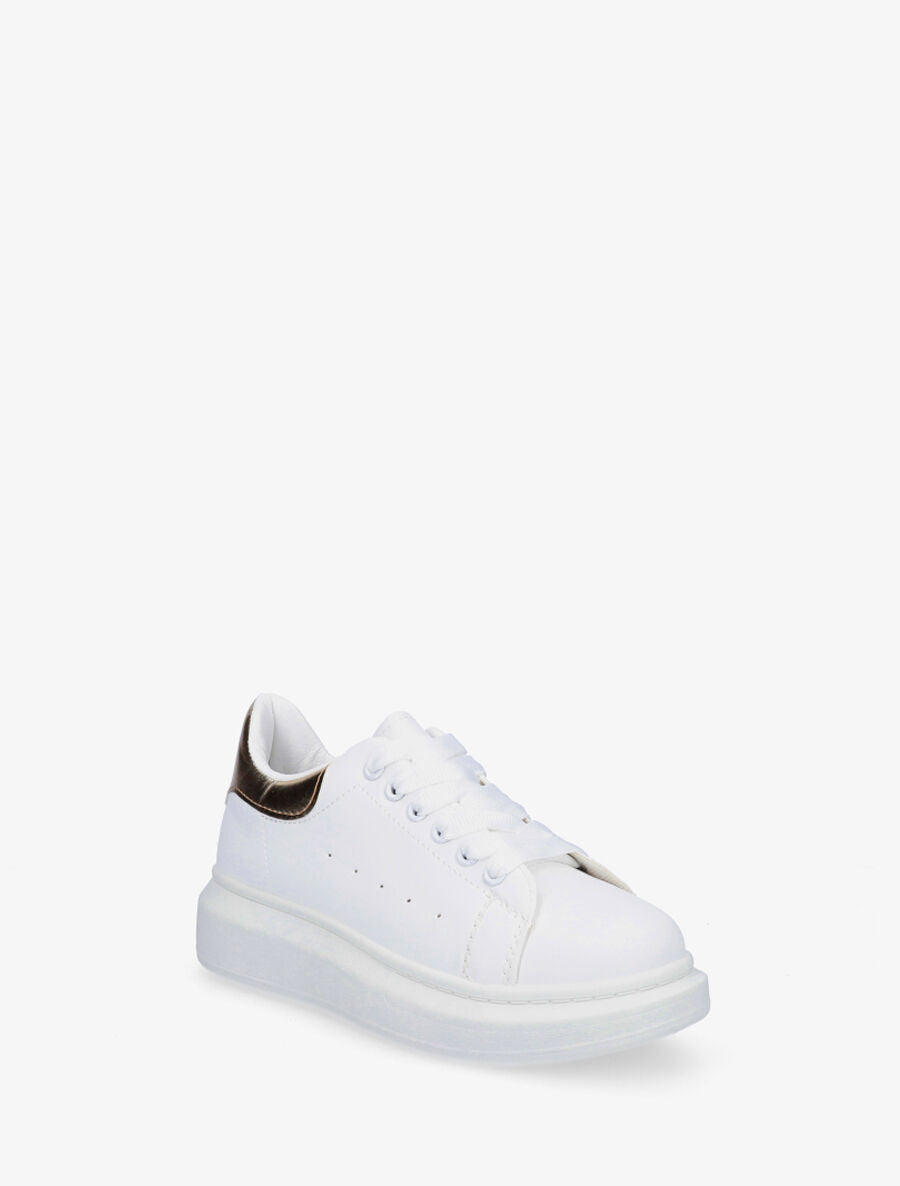 Sneakers classiques à contrefort nacré - Blanc/or - 2