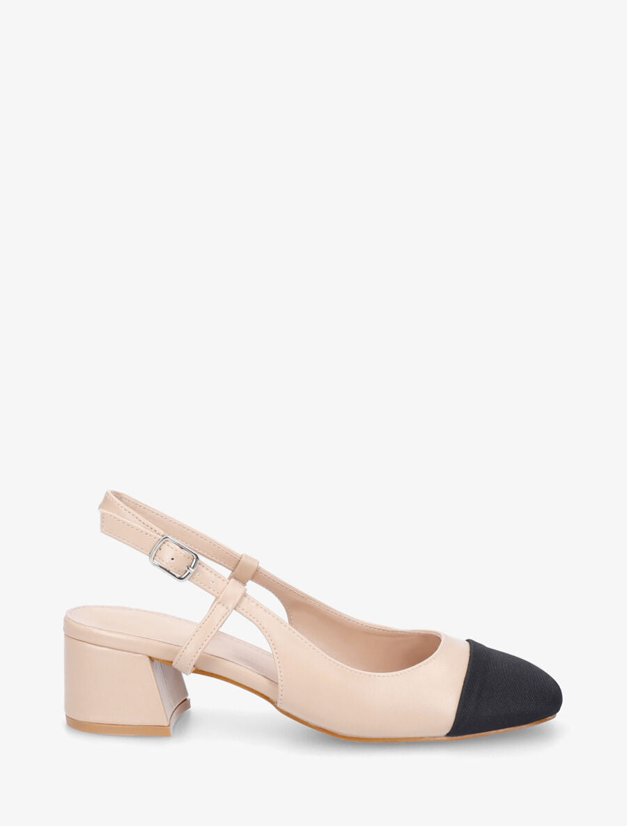 Babies bi-matière à talon ouvert - Beige - 5