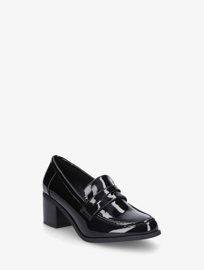 Mocassins vernis à talon - Noir - 2