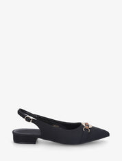 Ballerines ouvertes à boucle bijou - Noir - 1