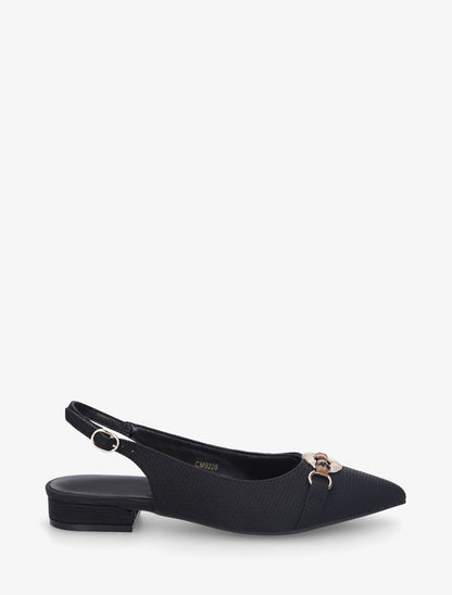 Ballerines ouvertes à boucle bijou - Noir - 1