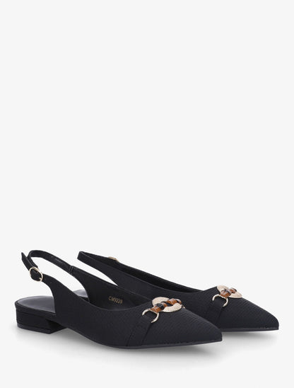 Ballerines ouvertes à boucle bijou - Noir - 4