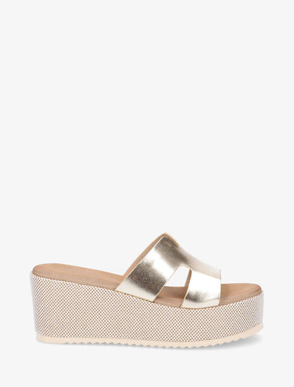 Mules compensées à bride ajourée - Or - 1