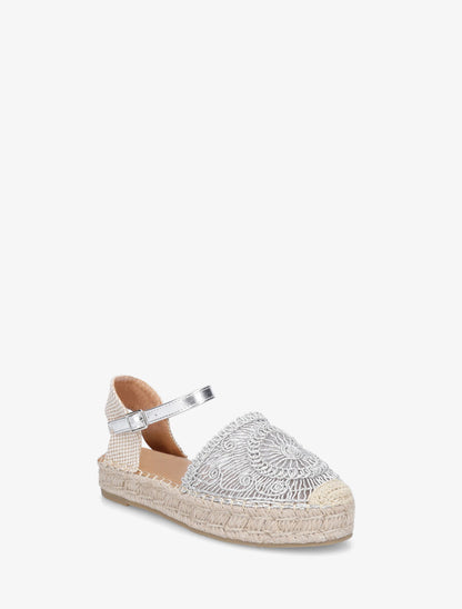 Espadrilles plates en crochet fantasie - Argent - 2