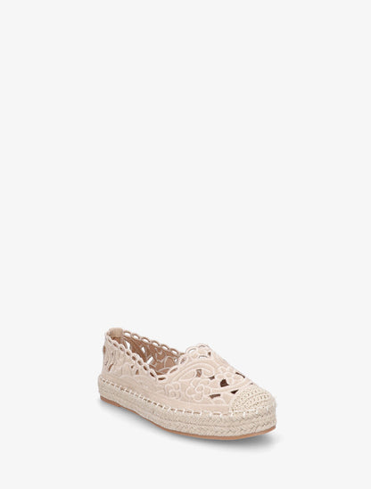 Espadrilles plates en suédine motif floraux - Beige - 2