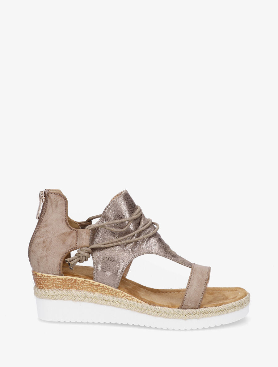 Sandales compensées à ganse irisée - Taupe - 5