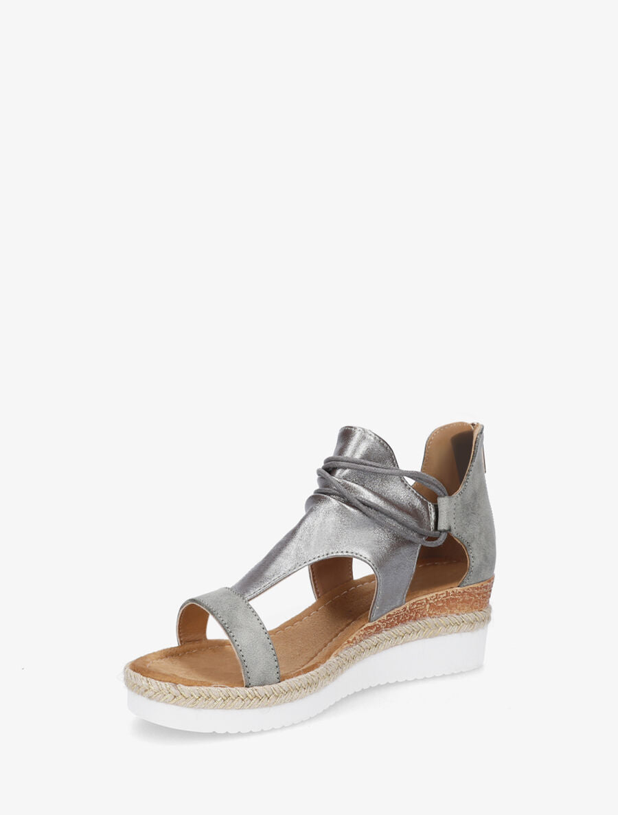 Sandales compensées à ganse irisée - Kaki - 3