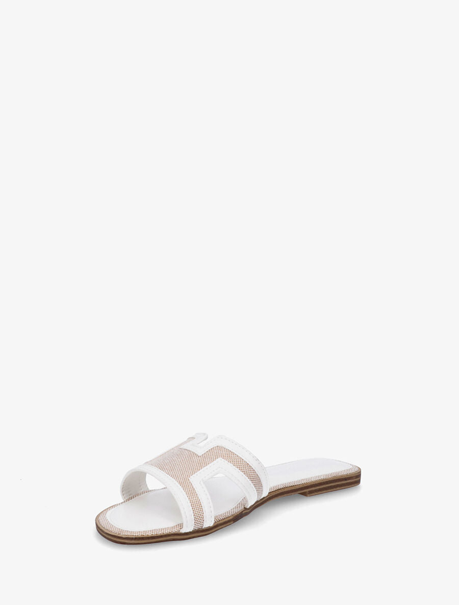 Claquettes en simili à motif damier - Blanc - 3
