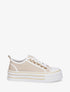 Baskets en tissu oeillets à strass - Beige - 5