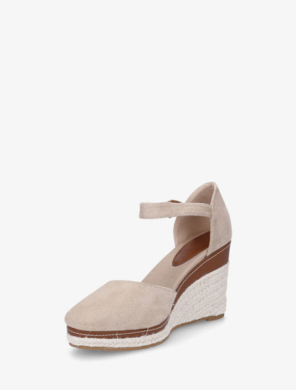 Sandales compensées en suédine - Taupe - 3