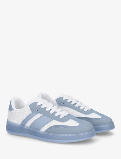Sneakers bimatière et colorées - Bleu - 4