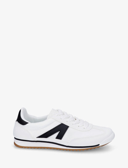 Sneakers en simili à languette texturée - Blanc - 5