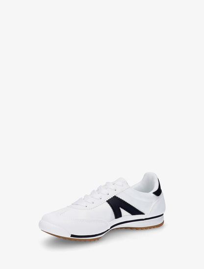 Sneakers en simili à languette texturée - Blanc - 3