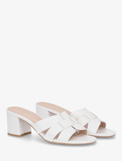 Mules en simili à talon - Blanc - 4