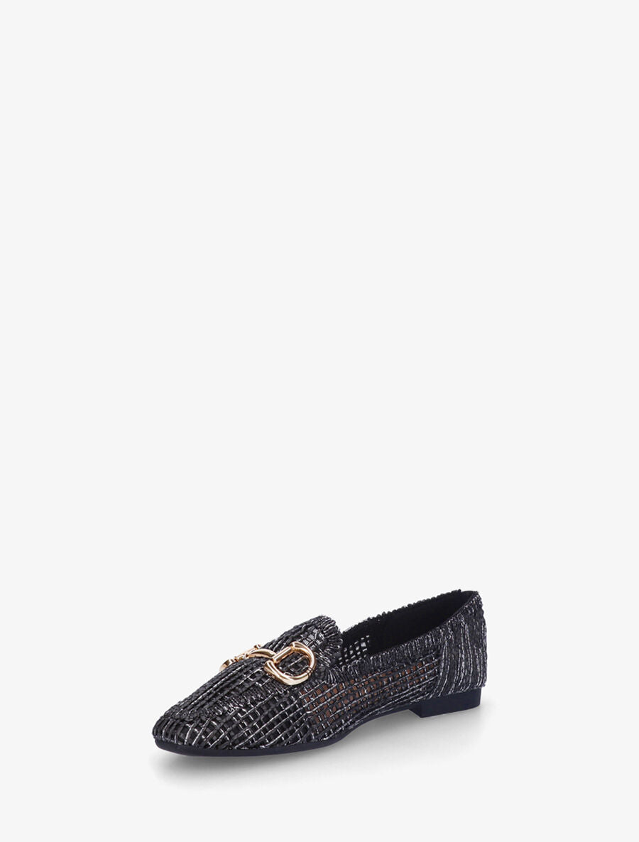 Mocassins plats en toile irisée - Noir - 3