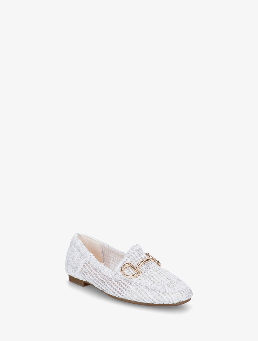Mocassins plats en toile irisée - Blanc - 2