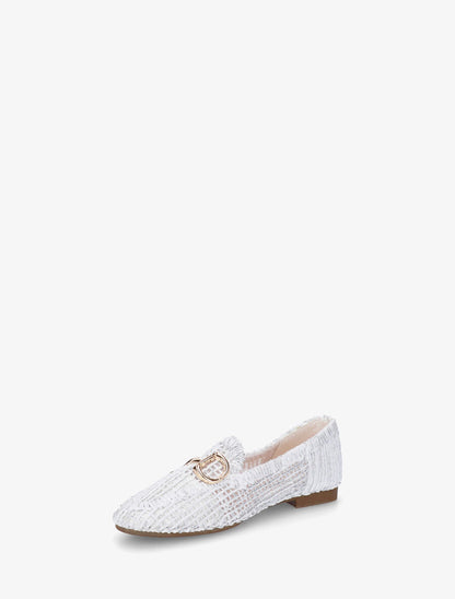 Mocassins plats en toile irisée - Blanc - 3