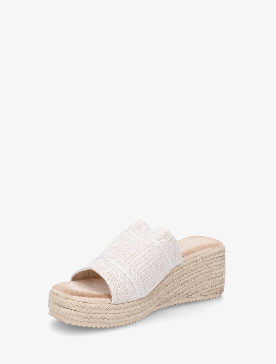 Mules compensées en raphia tressé - Beige - 3