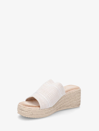 Mules compensées en raphia tressé - Beige - 3