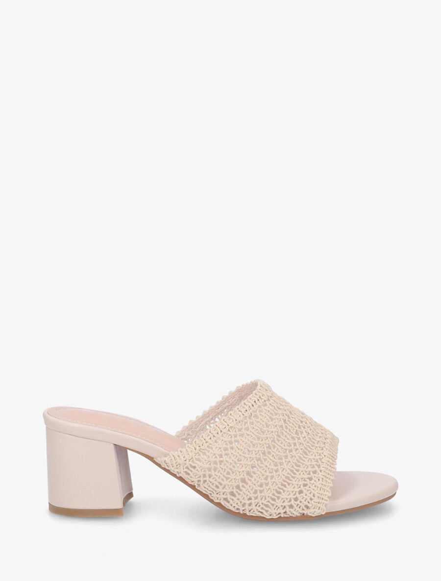Mules à ganse style macramé - Beige - 1
