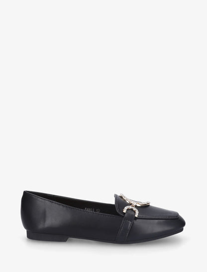 Mocassins plats à empiècement métal strassé - Noir - 5