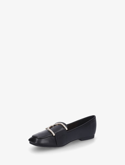 Mocassins plats à empiècement métal strassé - Noir - 3