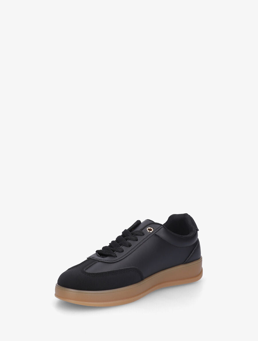 Sneakers à empiècement effet nubuck - Noir - 3