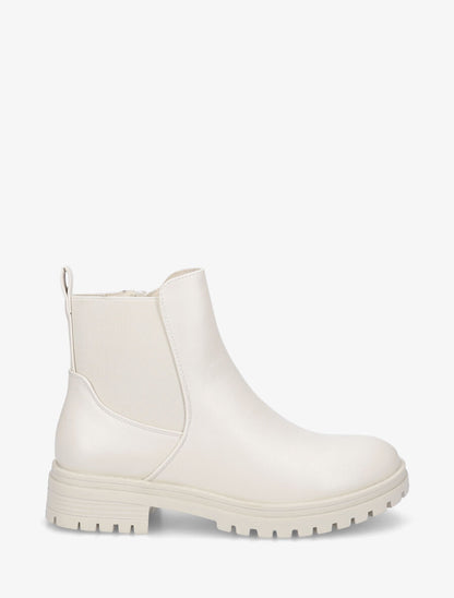 Bottines élastiquées en simili - Beige - 5